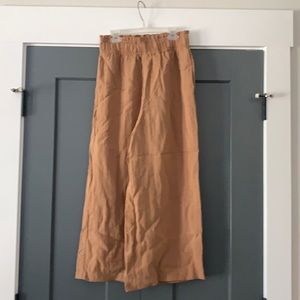 High waisted tan wide leg pants